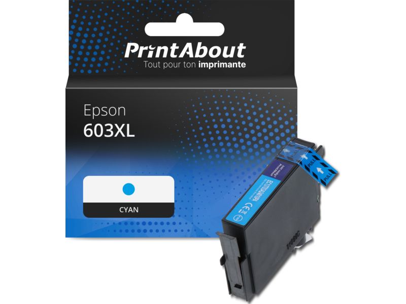Cartouche compatible Epson 603XL (C13T03A24010) - Cyan - Grande capacité