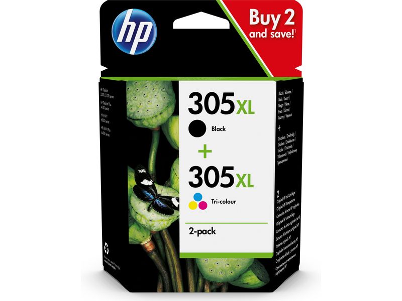 HP 305XL Pack de 2 Cartouches : Encre Noire et Trois Couleurs (6ZA94AE)