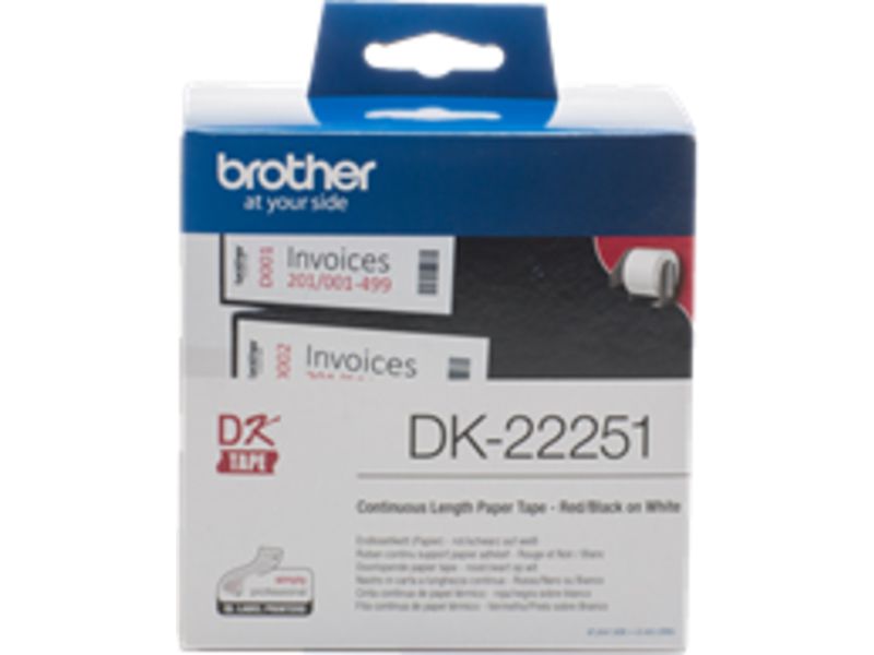 Brother DK-22251 Zwart en Rood op wit (62 mm)