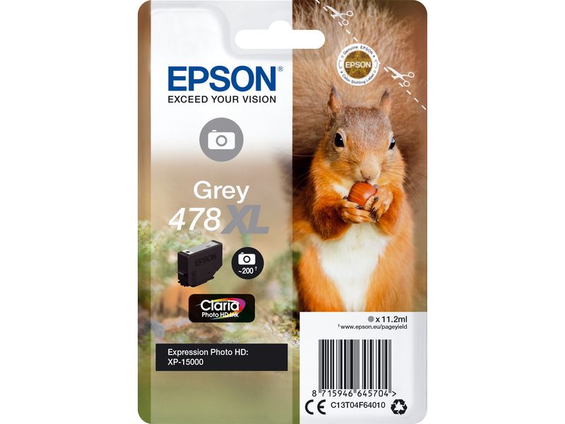 Epson 478XL - 11.2 ml - haute capacité - gris - original - cartouche d'encre - pour Expression Home HD XP-15000