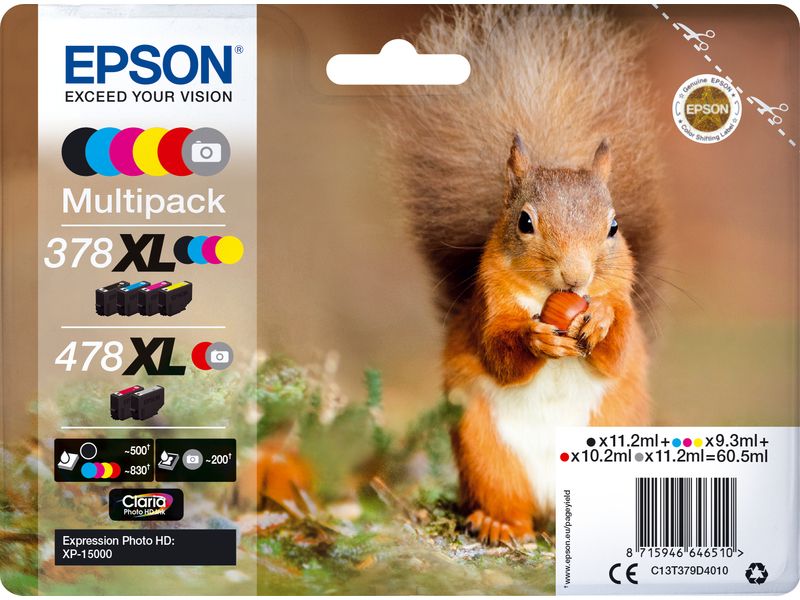 Epson 378/478XL (C13T379D4010) - 6 couleurs - Cartouche d'encre - Grande capacité - Multipack