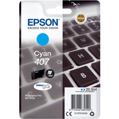 Epson 407 (C13T07U240) - Cyan - Cartouche d'encre