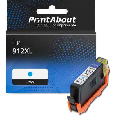 Cartouche compatible HP 912XL (3YL81AE) - Cyan - Grande capacité