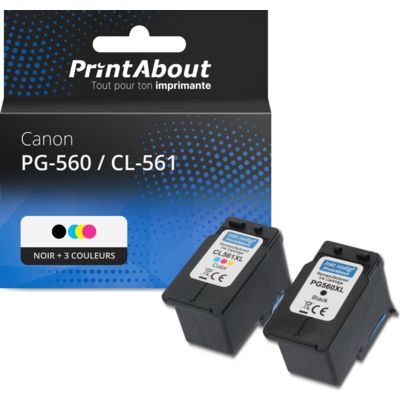 PG-560XL / CL-561XL Cartouche d'encre compatible Canon Noir + Multipack 3 couleurs Haute Capacité