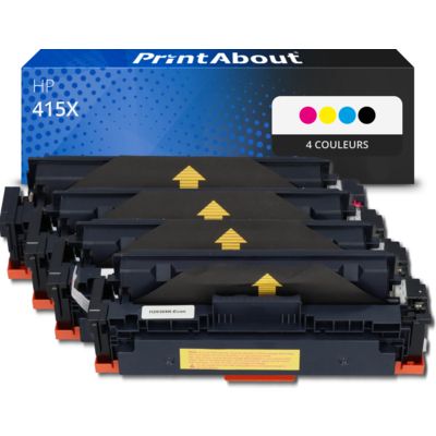 Toner compatible HP 415X (W2030/31/32/33X) - 4 couleurs - Grande capacité - Multipack