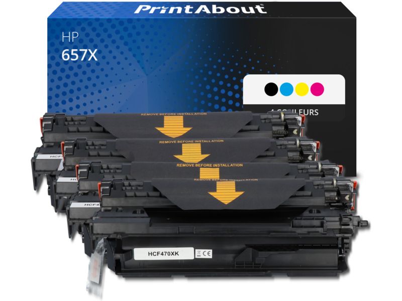Toner compatible HP 657X (CF470X) - 4 couleurs - Grande capacité - Multipack