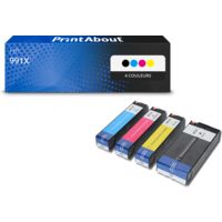 Cartouche compatible HP 991X (M0K02AE + M0J90/94/98AE) - 4 couleurs - Grande capacité - Multipack