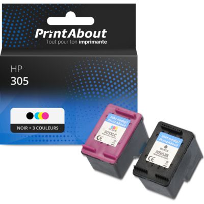 Cartouche compatible HP 305 (6ZD17AE) - Noir + 3 couleurs - Multipack