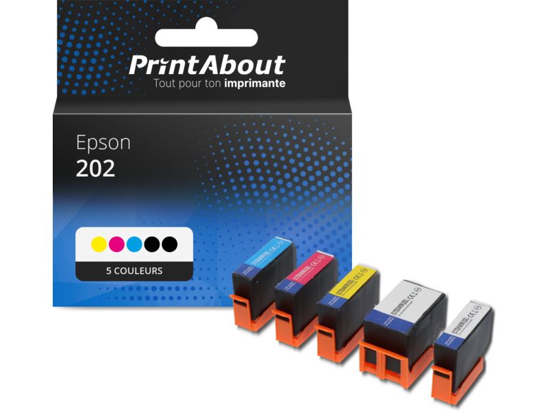 Cartouche compatible Epson 202 (C13T02E74010) - 5 couleurs - Multipack