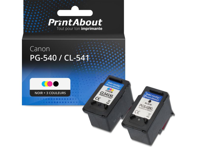 Cartouche compatible Canon PG-540 / CL-541 - Noir + 3 couleurs - Multipack
