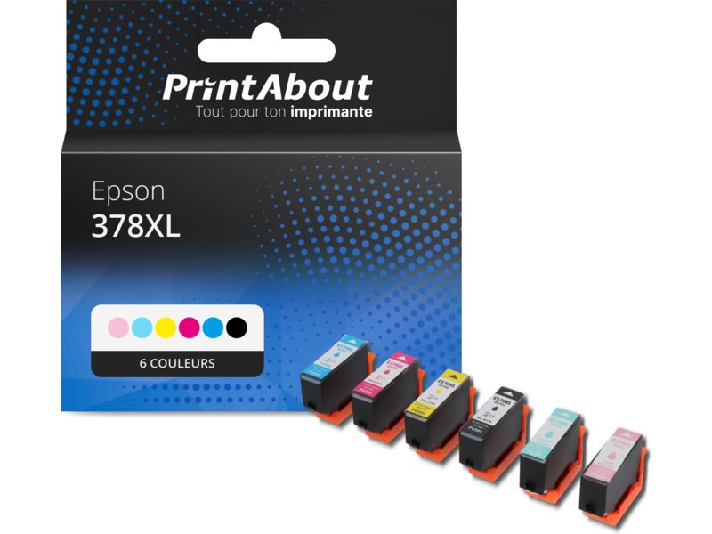 Cartouche compatible Epson 378XL (C13T37984010) - 6 couleurs - Grande capacité - Multipack