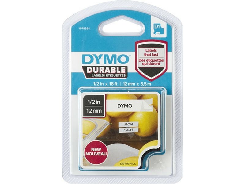 Dymo Durable 1978364 Tape Zwart op wit (12 mm)