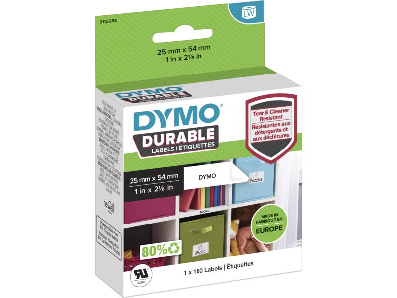 Dymo Durable 2112283 Etiket Zwart op wit (54 mm x 25mm)