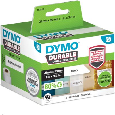 Dymo Durable 2112285 Étiquette noir sur blanc (25 mm x 89 mm)
