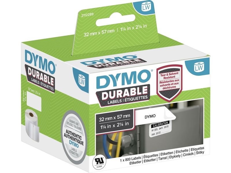 Dymo Durable 2112289 Etiket Zwart op wit (32 mm x 57 mm)