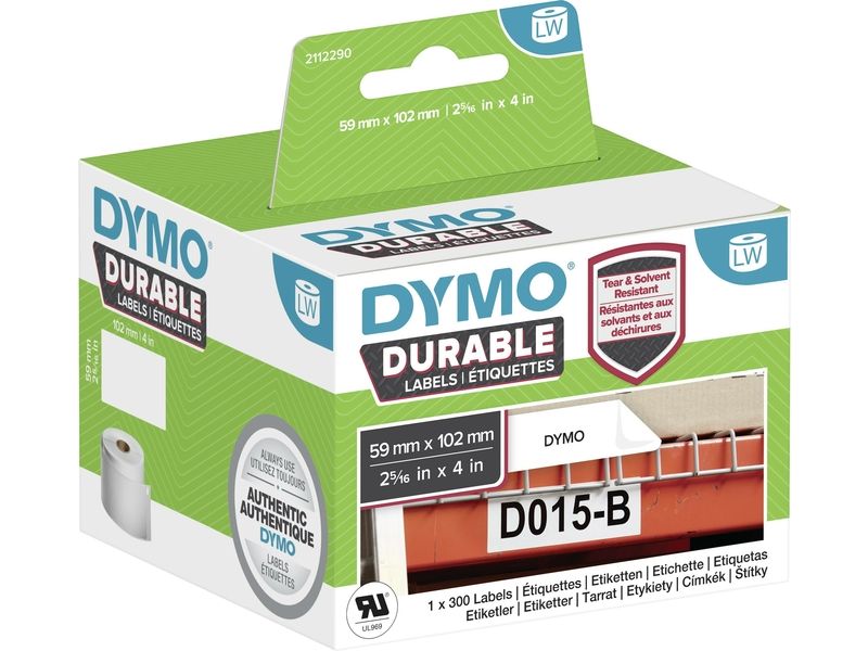 Dymo Durable 2112290 Etiket Zwart op wit