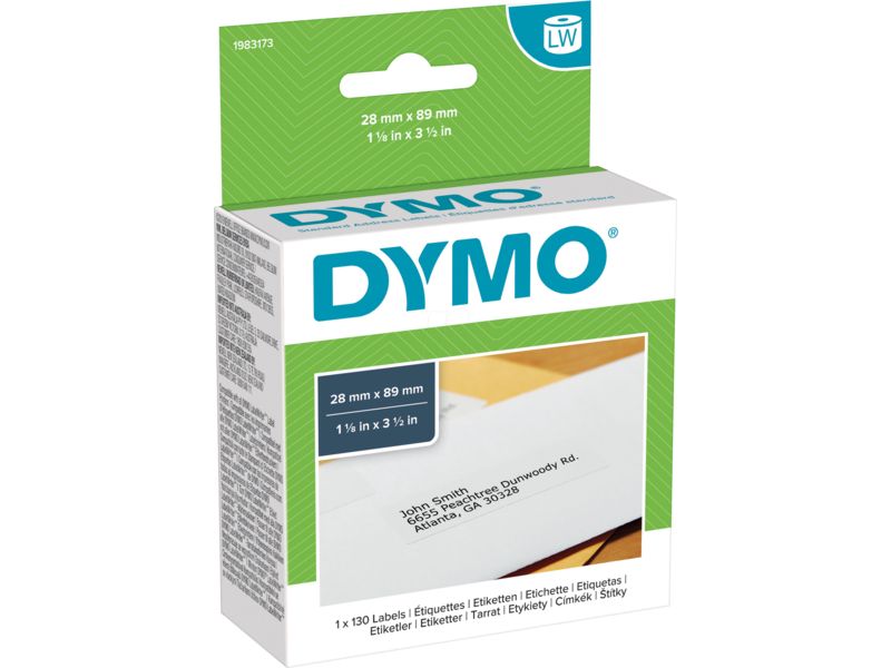 Dymo 1983173 Etiket Zwart op wit (28 mm x 89 mm)