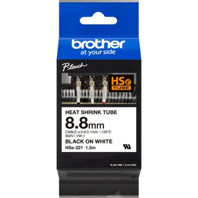 Brother HSe-221 - (8,8 mm) - Noir sur blanc - Ruban