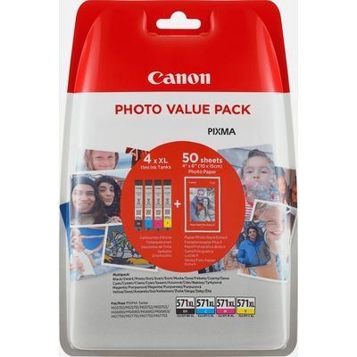 Canon CLI-571XL BK/C/M/Y 4 couleurs + pack photo - Cartouche d'encre - Grande capacité - Multipack