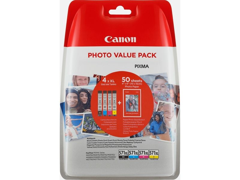Canon CLI-571XL Photo Value Pack C/M/Y/BK PP-201 10x15 cm 50 Bl.