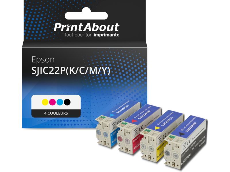 Cartouche compatible Epson SJIC22P(K/C/M/Y) - 4 couleurs - Multipack