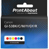 Cartouche compatible Canon GI-53BK/C/M/Y/GY/R - 6 couleurs - Multipack