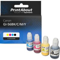 Cartouche compatible Canon GI-56BK/C/M/Y - 4 couleurs - Multipack