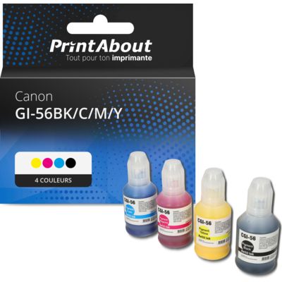 Cartouche compatible Canon GI-56BK/C/M/Y - 4 couleurs - Multipack