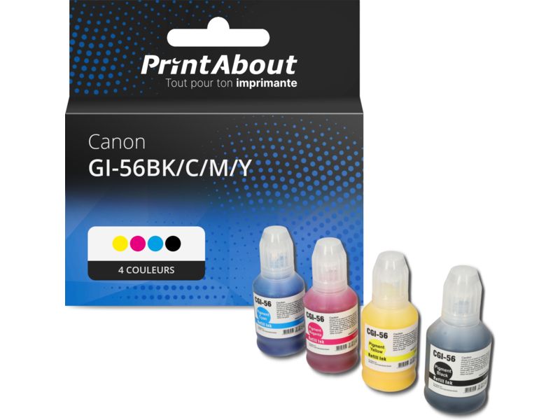 Cartouche compatible Canon GI-56BK/C/M/Y - 4 couleurs - Multipack