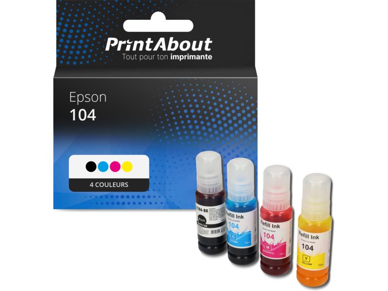 Cartouche compatible Epson 104 (C13T00P14/24/34/440) - 4 couleurs - Multipack