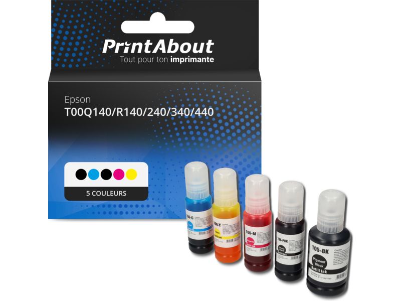 Cartouche compatible Epson T00Q140/R140/240/340/440 (105) - 5 couleurs - Multipack