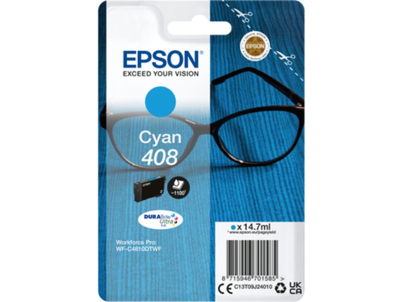 Epson 408 (C13T09J24010) Inktcartridge Cyaan