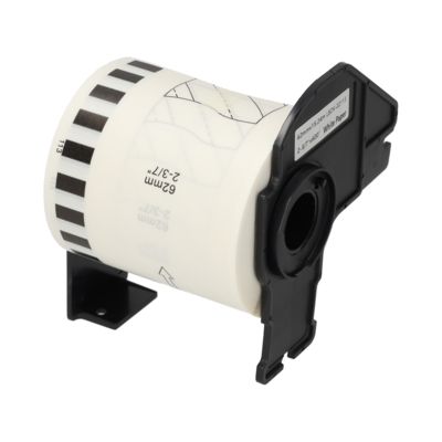 Étiquette compatible Brother DK-22113 - (62 mm) - Noir sur transparent