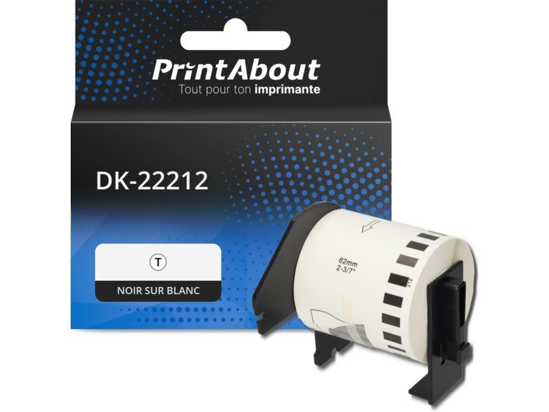 Étiquette compatible Brother DK-22212 - (62 mm) - Noir sur blanc