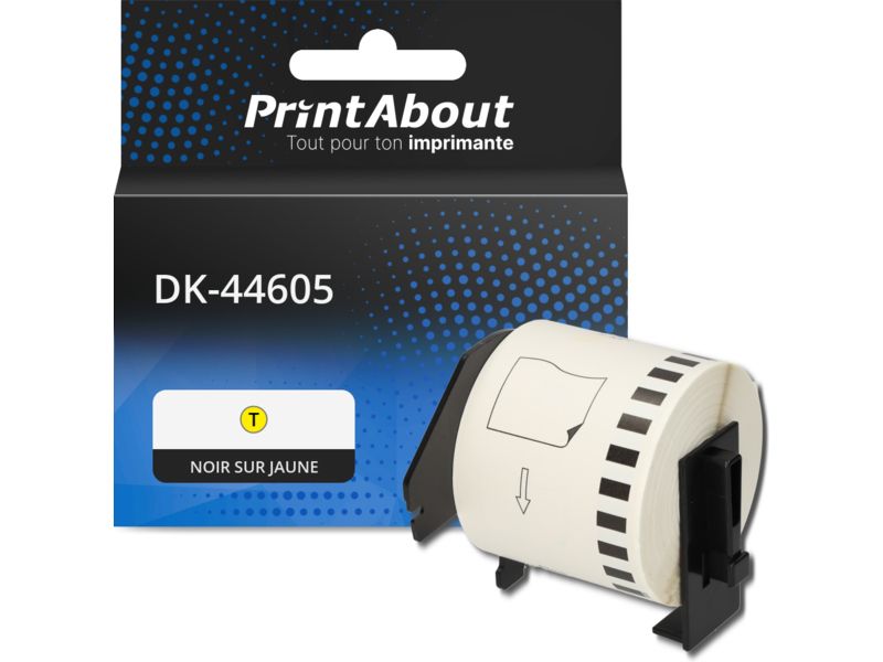 Étiquette compatible Brother DK-44605 - (62 mm) - Noir sur jaune
