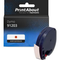 Ruban compatible Dymo 91203 - (12 mm) - Noir sur rouge