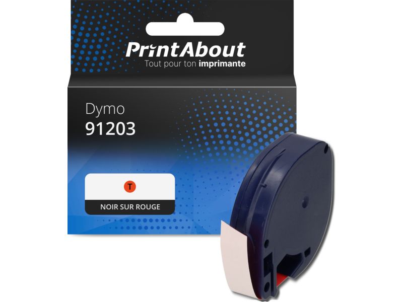 Ruban compatible Dymo 91203 - (12 mm) - Noir sur rouge