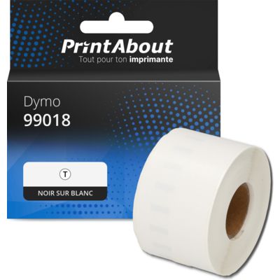 Étiquette compatible Dymo 99018 (S0722470) - (38 mm x 190 mm) - Noir sur blanc
