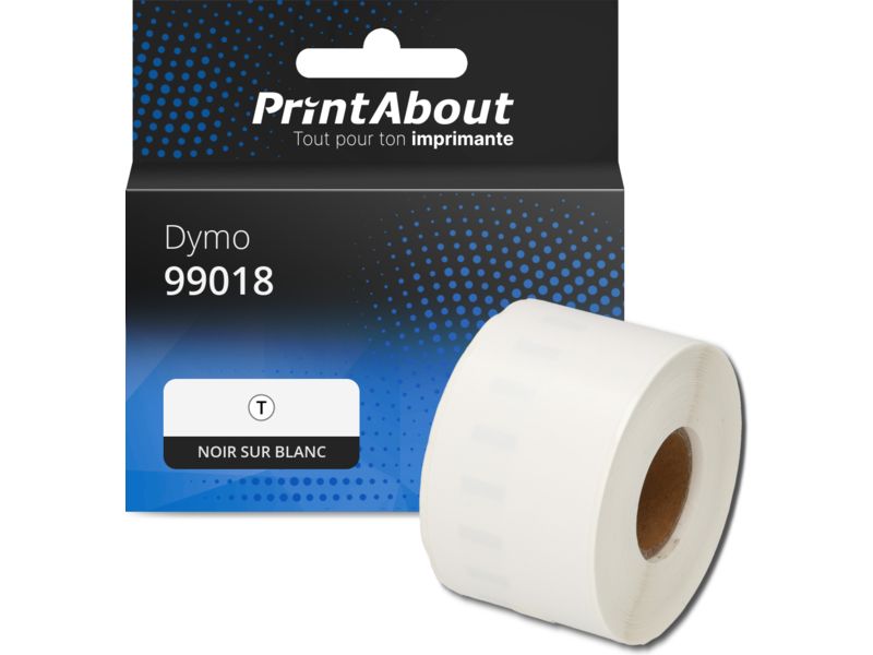 Étiquette compatible Dymo 99018 (S0722470) - (38 mm x 190 mm) - Noir sur blanc