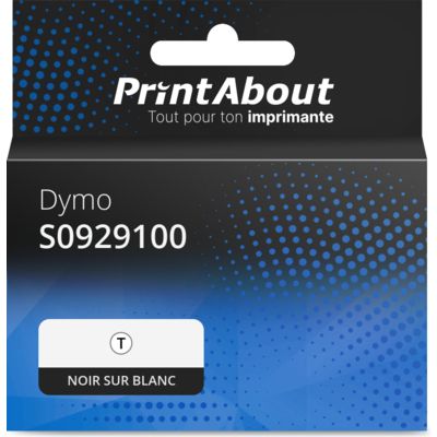 Étiquette compatible Dymo S0929100 - (51 mm x 89 mm) - Noir sur blanc