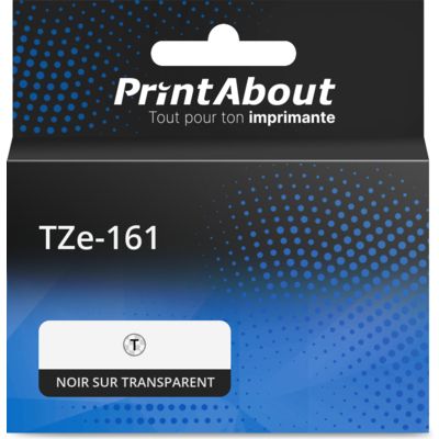 Ruban compatible Brother TZe-161 - (36 mm) - Noir sur transparent