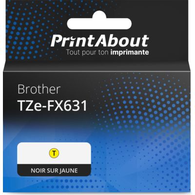 Ruban compatible Brother TZe-FX631 - (12 mm) - Noir sur jaune