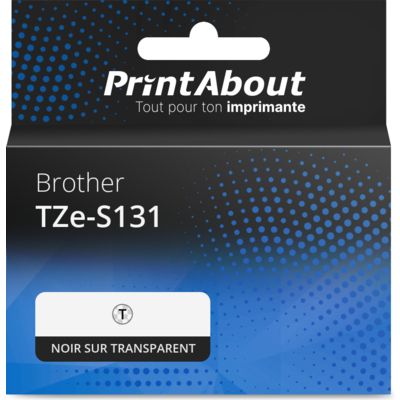Ruban compatible Brother TZe-S131 - (12 mm) - Noir sur transparent