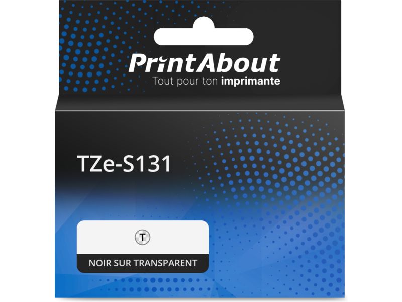 Ruban compatible Brother TZe-S131 - (12 mm) - Noir sur transparent