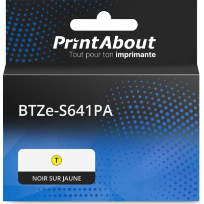 Ruban compatible Brother BTZe-S641PA - (18 mm) - Noir sur jaune