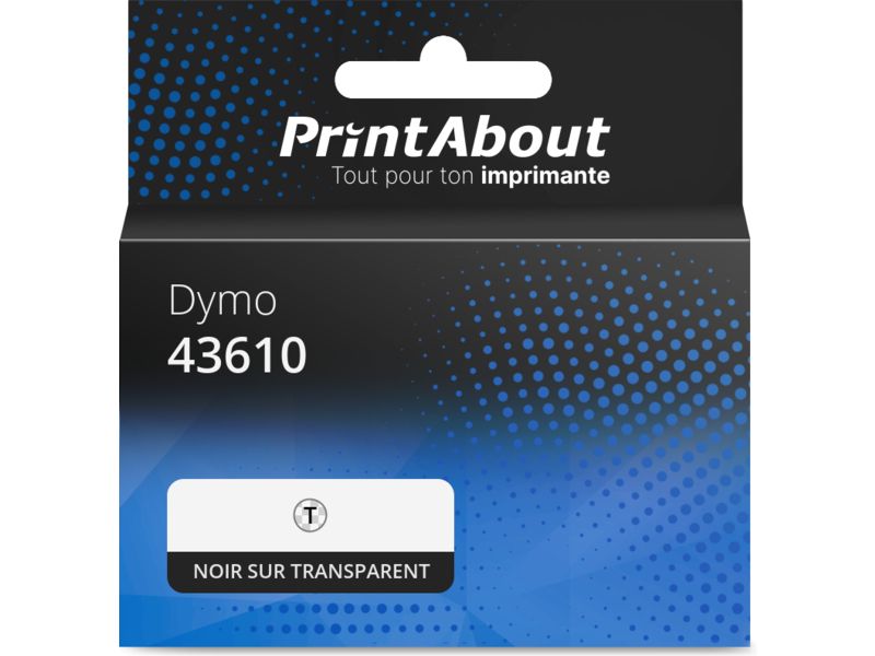 Ruban compatible Dymo 43610 (S0720770) - (6 mm) - Noir sur transparent