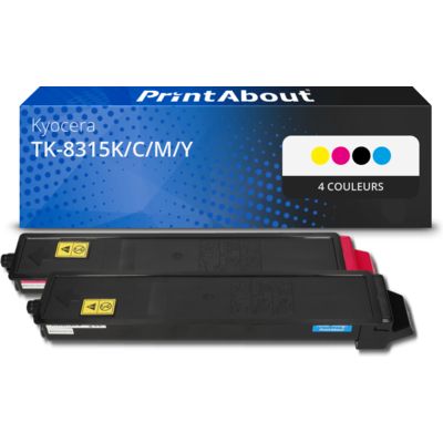 Toner compatible Kyocera TK-8315K/C/M/Y - 4 couleurs - Multipack