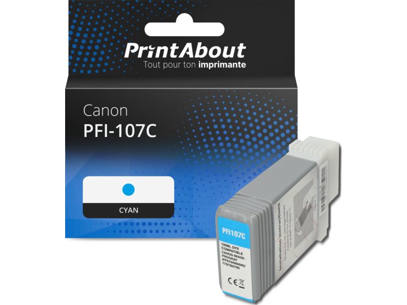 Cartouche compatible Canon PFI-107C - Cyan