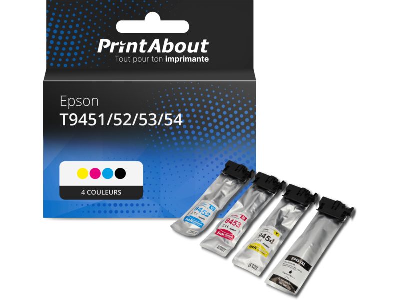 Cartouche compatible Epson T9451/52/53/54 - 4 couleurs - Grande capacité - Multipack