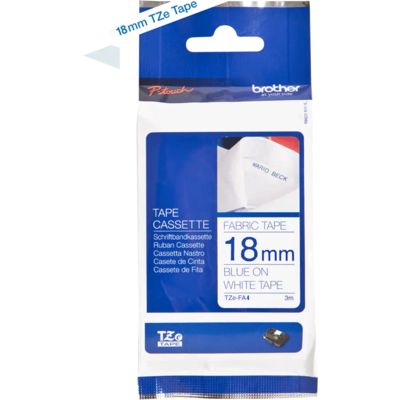 Brother TZe-FA4B - (18 mm) - Bleu sur blanc - Ruban